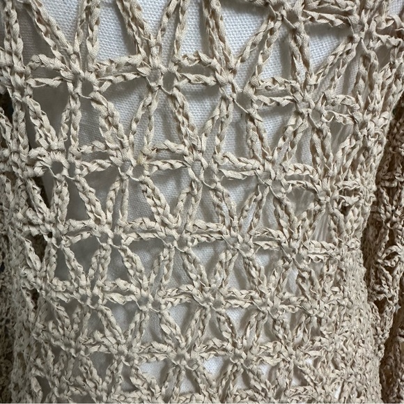 Free People Crochet Knit Hooded Sweater SZ Small Tan Beach Wear Summer EUC - Picture 3 of 9